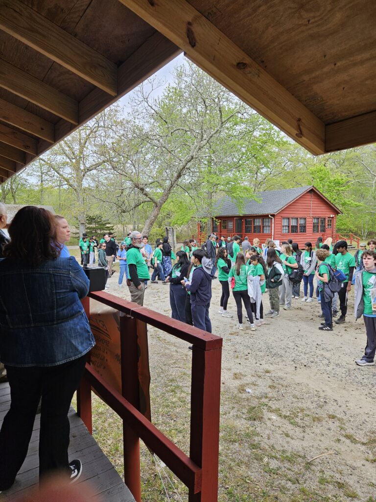 Large group of kids outside participating in envirothon