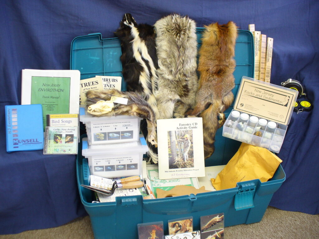 An open training trunk showing all of the materials available to students.